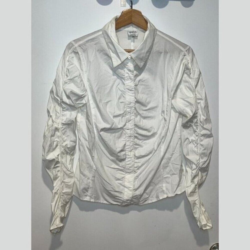 Armani Collezioni White Ruched Button-Down Classic Shirts Women’s Size 12